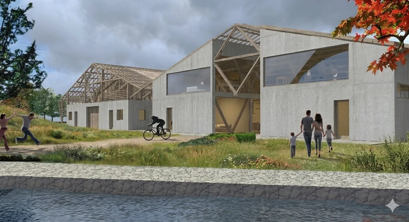 Atelier de Olărit — vizualizarea atelierelor cu canalul revitalizat în prim-plan
